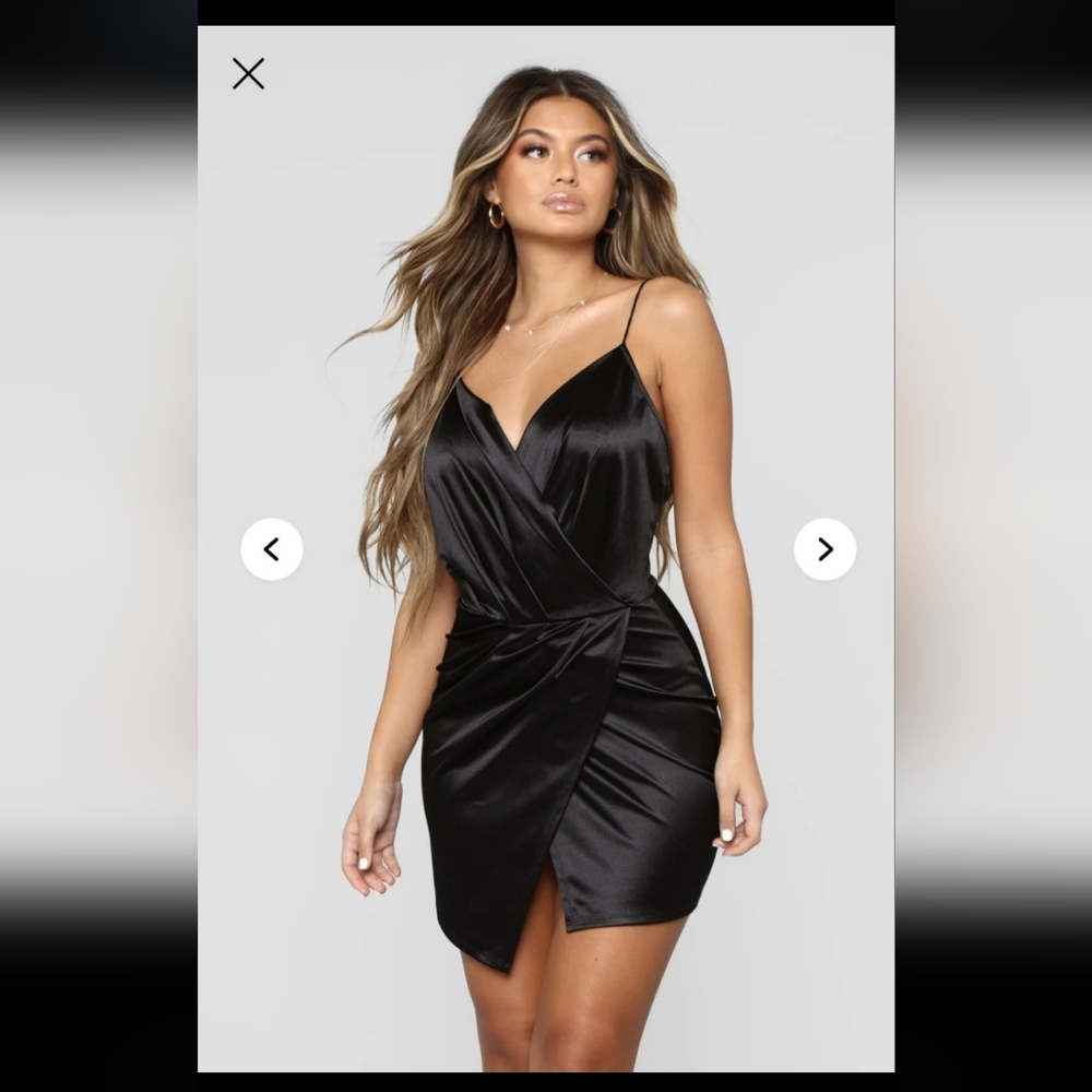 Fashion Nova Black Satin Mini Dress